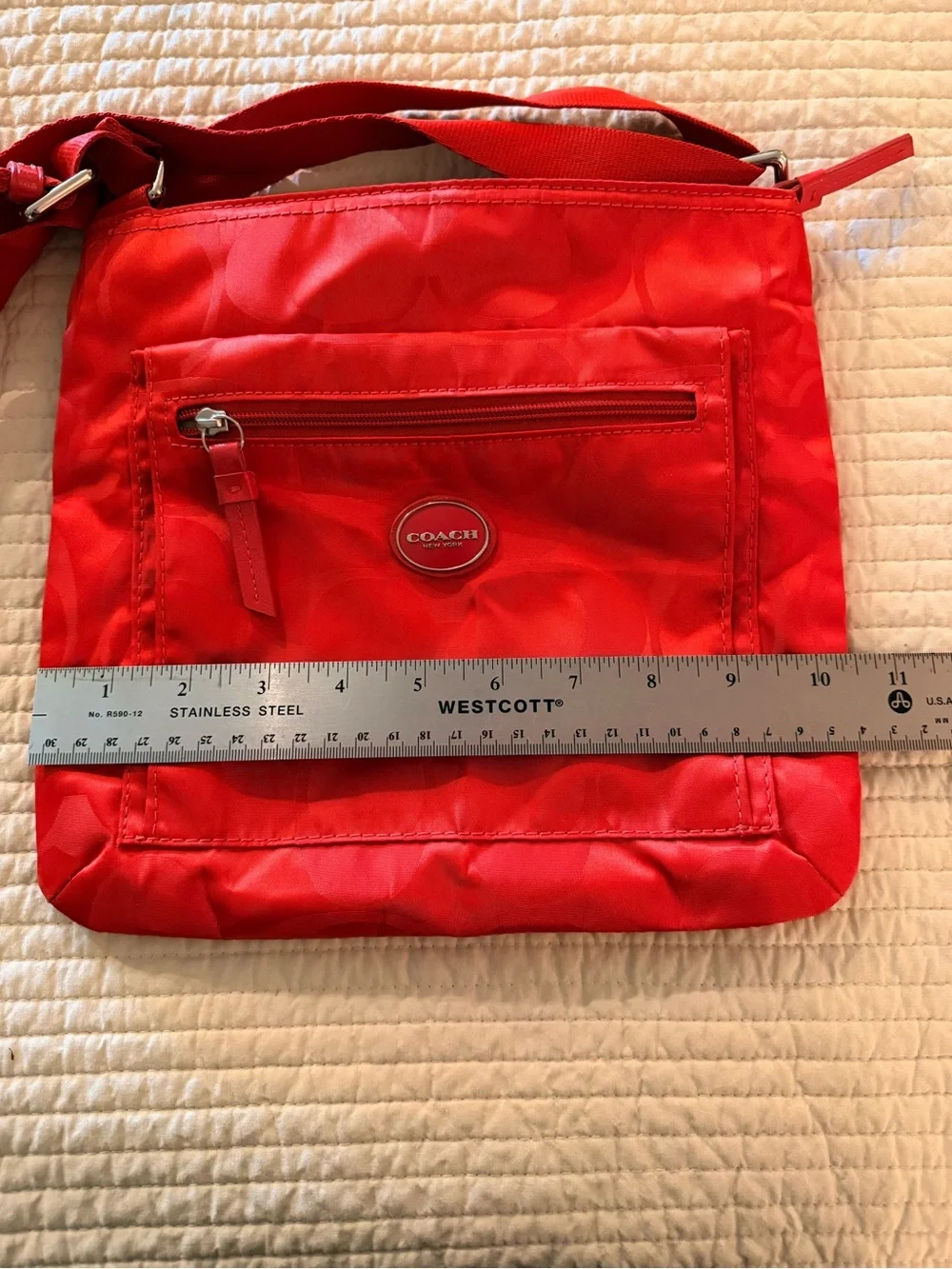 Coach Red Nylon Tote Cross Body Bag
